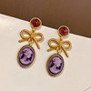 Fuchsia retro resin, earrings, Chinese style