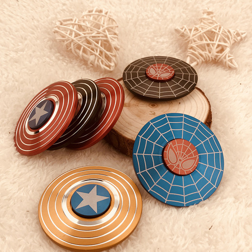 Captain America alloy fidget spinner round shield finger spinner boxed children's toy adult decompression top