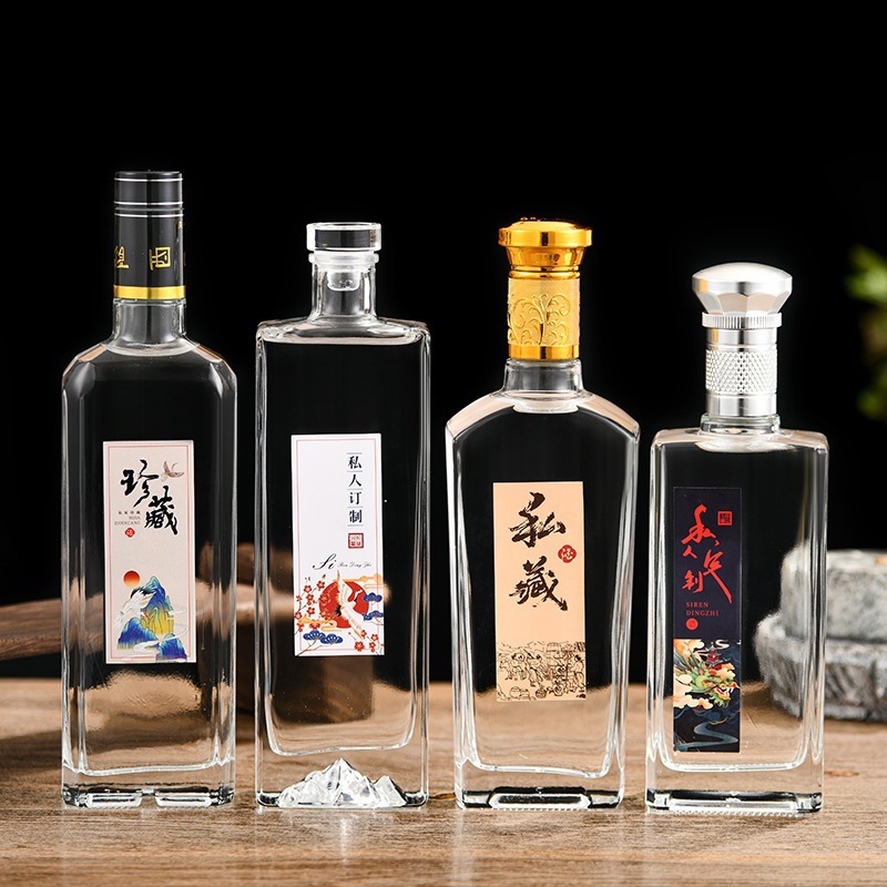 厂家直供白酒瓶空瓶500ml精白料玻璃酒瓶包装礼盒全套自酿泡酒瓶