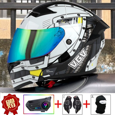 Motosiklet dəbilqələri | VGV3C Certified Motorcycle Open-Face Helmet - m-motorized-gray-external-bluetooth-colorful-mirror-comes-with-gloves-headgear-anti-fog-stickers