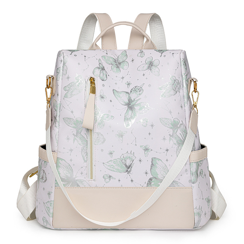 2024 nuevo estilo mariposa estampado antirrobo señoras mochila moda contraste color al aire libre viaje mochila de tres usos al por mayor marea