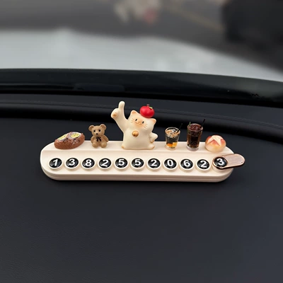 Nömrəli dayanma kartı Plate for Car, Mobile Phone Number - beigelucky-golden-bell-cat-drink-decoration-includes-5-sets-of-numbers-aromatherapy-stick