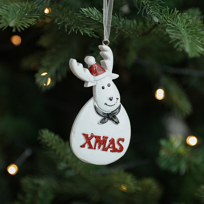跨境树脂圣诞挂件老人雪人麋鹿XMAS圣诞树挂饰吊件节日装饰现货|undefined