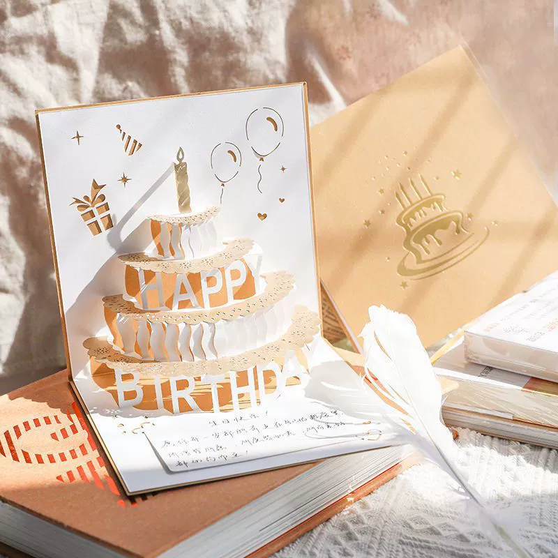 Three dimensional postcard, cards, in 3d format, Birthday gift, high-quality style, DIY