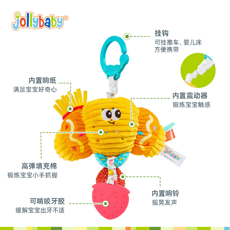 Jollybaby Colgante de cochecito de bebé Tira de la campana de la cama, práctica de bebé, mira hacia arriba, divertido juguete colgante de cama de muñecas