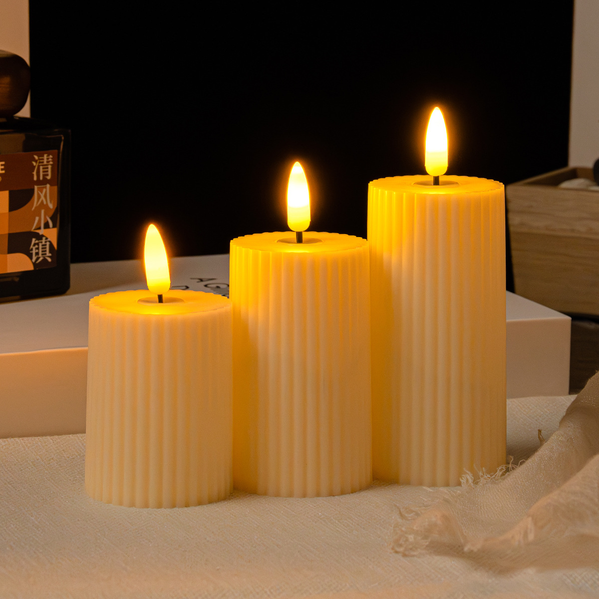Candlas electrónicas sin llama de plástico espiral de pilares romanos de navidad decoración del hogar luces de atmósfera de vacaciones