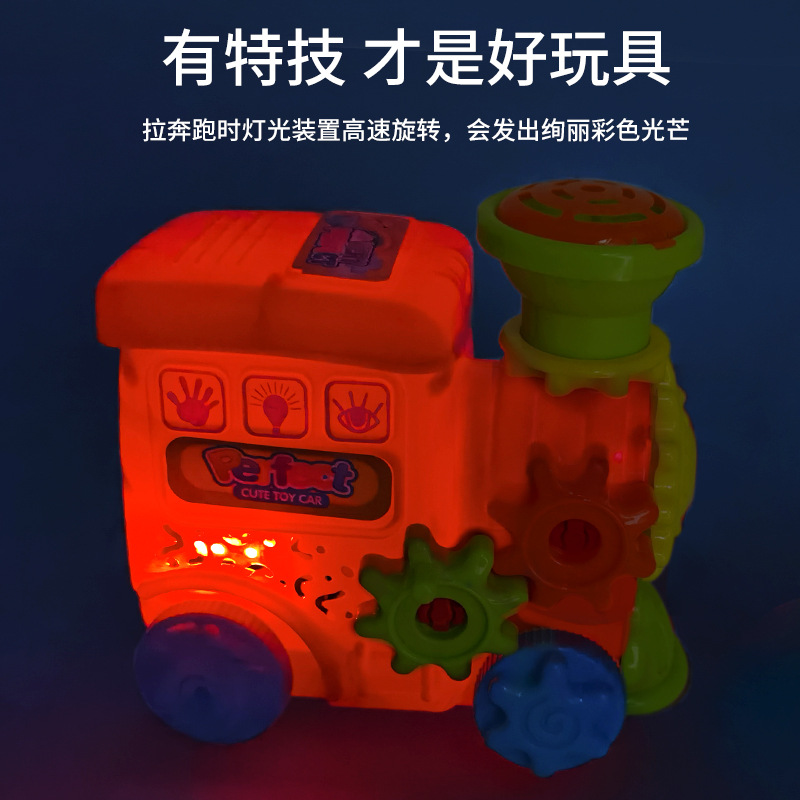 Tirar de la locomotora luminosa Los juguetes educativos para niños también son puestos callejeros al por mayor