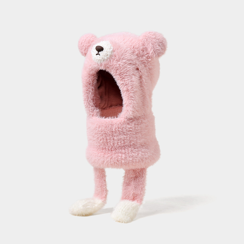 Un pellizco llamará sombrero infantil otoño y invierno máscara de bibón para bebés en una niña de peluche caliente sombrero para niños protectores de orejas