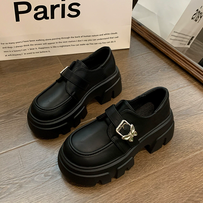 Туфли Lefu обувь женский 2024 новый летний осенний британский стиль маленькие кожаные туфли черный Mary Jen одиночные туфли для повышения женской обуви