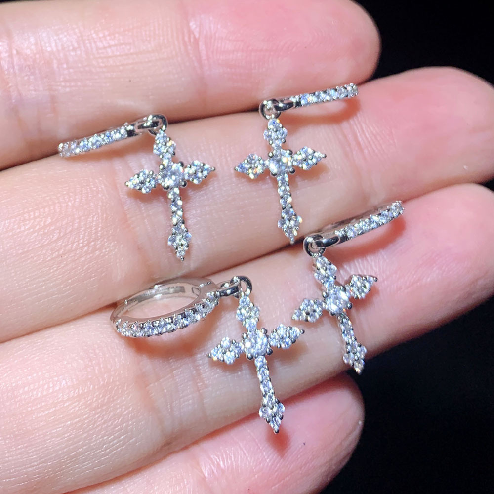 10g Weight Copper Ear Needle Material Drop Earrings Classification 1 Pair Quantity Daily, Street Occasion Copper Material Cross Pattern All Seasons Season Women's Gender Hip-Hop, Punk Style 1 Pair Hip-Hop Punk Cross Copper Drop Earrings 无