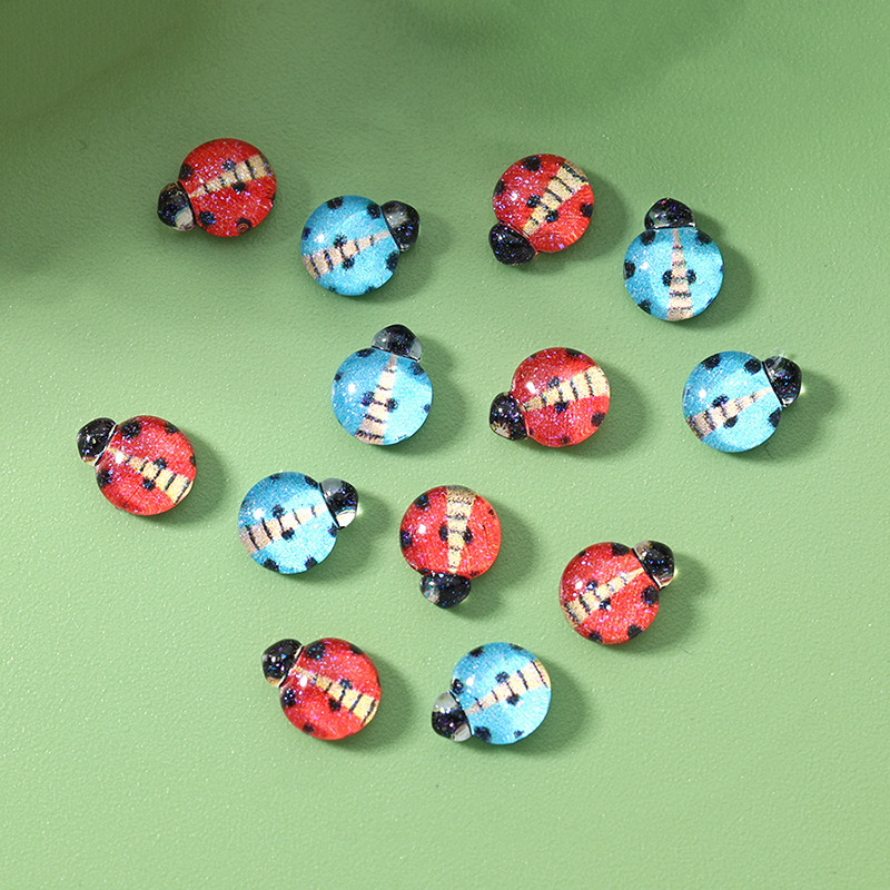 Cute Cartoon Nail Art Trinkets Colorfulful Seven-Star Ladybug DIY Nail Decoration Mobile Phone Case Hairpin Resin Accessories