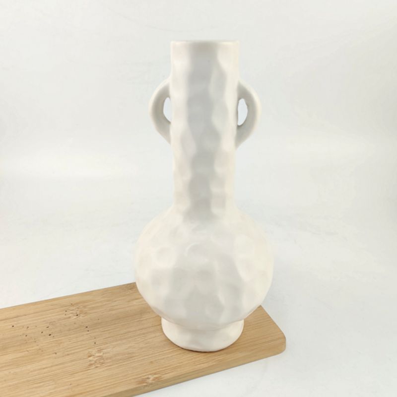 Florero binaural blanco minimalista moderno transfronterizo, decoración de mesa de comedor de casa de familia de cerámica de alta gama, decoración creativa