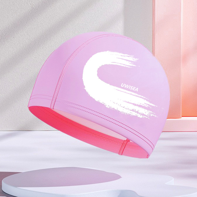 Gorros de natación de PU para hombres y mujeres adultos, personalizables con logotipo, alta elasticidad, cómodos para cabello largo, no aprietan la cabeza, adecuados para estudiantes y niños mayores, gorros de natación impermeables.