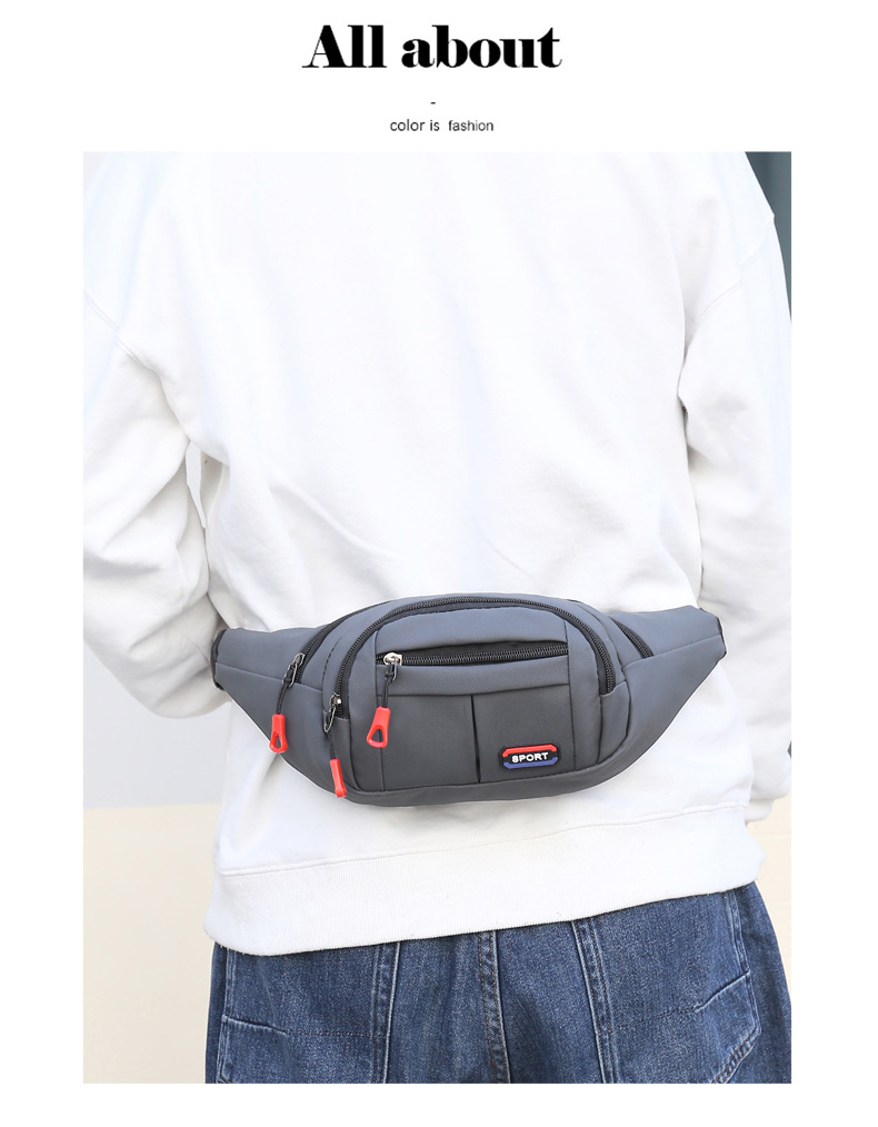 New leather waterproof waist bag for men, casual, simple and large-capacity cash register change crossbody bag, retro sporty chest bag undefined