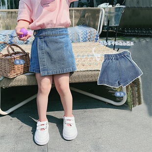 (Take the price) girls' Denim shorts 2024 Summer breathable children's skirt pants casual pants outer wear western style