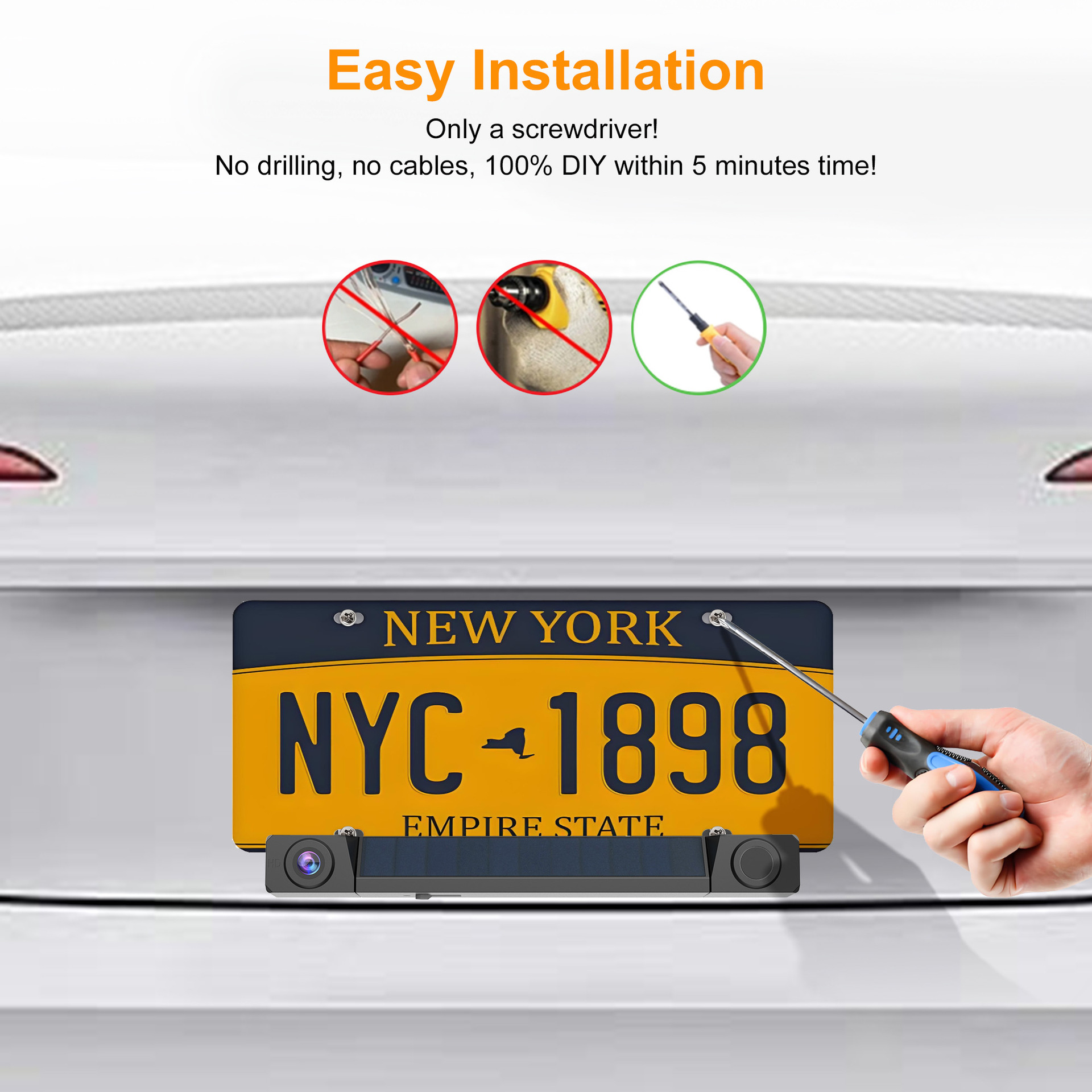 7inch Carplay car display solar-powered reversing camera
