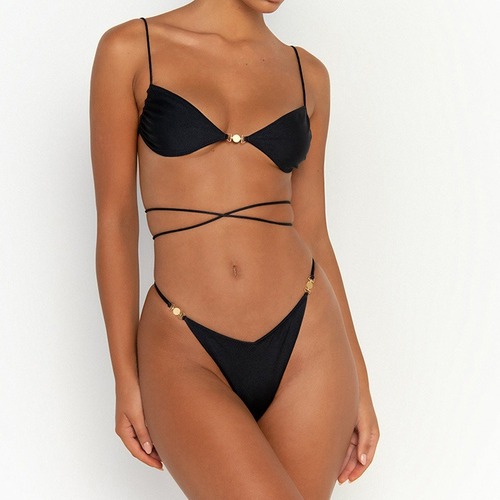 bikini quick-drying nylon swimsuit women's split backless bikini sexy strappy swimsuit tights