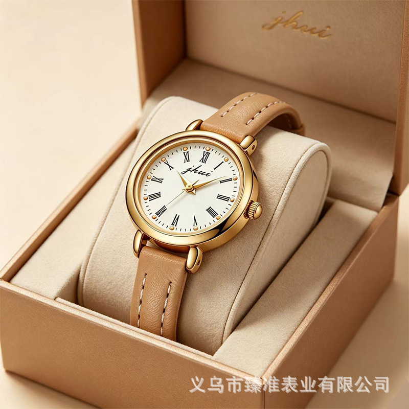 Retro Roman Numeral Small Dial Women's Watch, Light Luxury Gold Case with Thin Leather Strap Quartz Watch, Versatile Commuter Wristwatch Wholesale Retro Roman Numeral Small Dial Women's Watch, Light Luxury Gold Case with Thin Leather Strap Quartz Watch, Versatile Commuter Wristwatch Wholesale