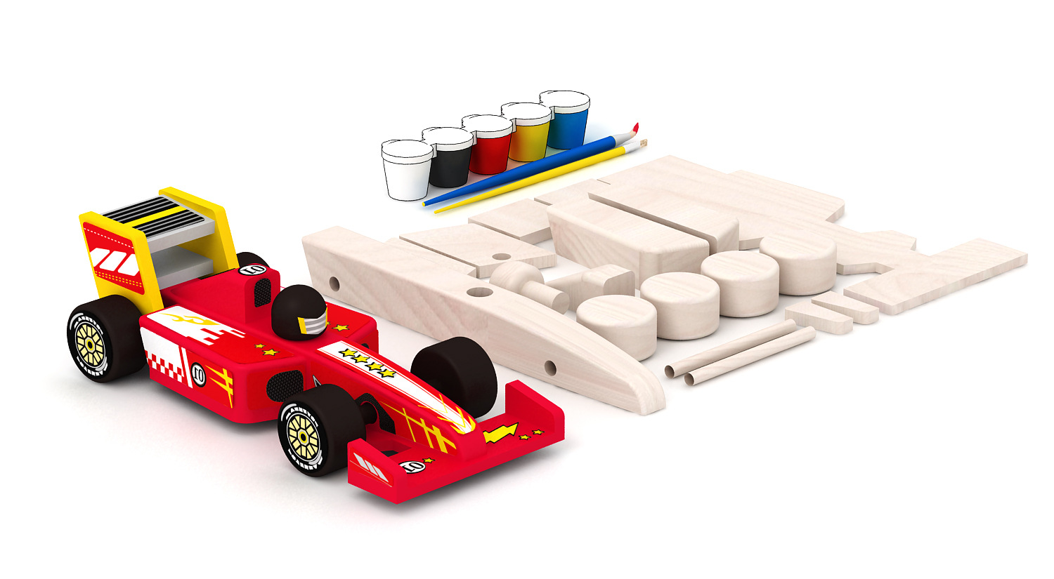 Venta directa temprano niños DIY madera F1 coche de carreras montado juguete tensión modelo educativo juguete bebé Comercio exterior entrega