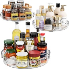 家用厨房PET透明多功能旋转置物架360°化妆架旋转收纳Lazy Susan