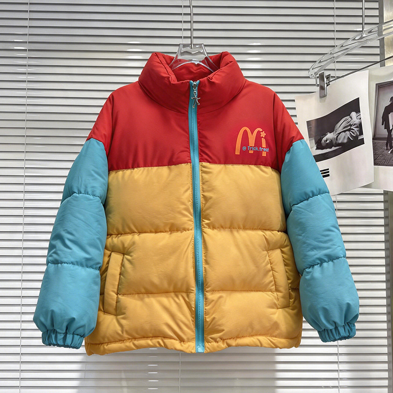 女童韩版时尚印花字母羽绒棉服2026冬季新款加厚宽松面包服外套潮
