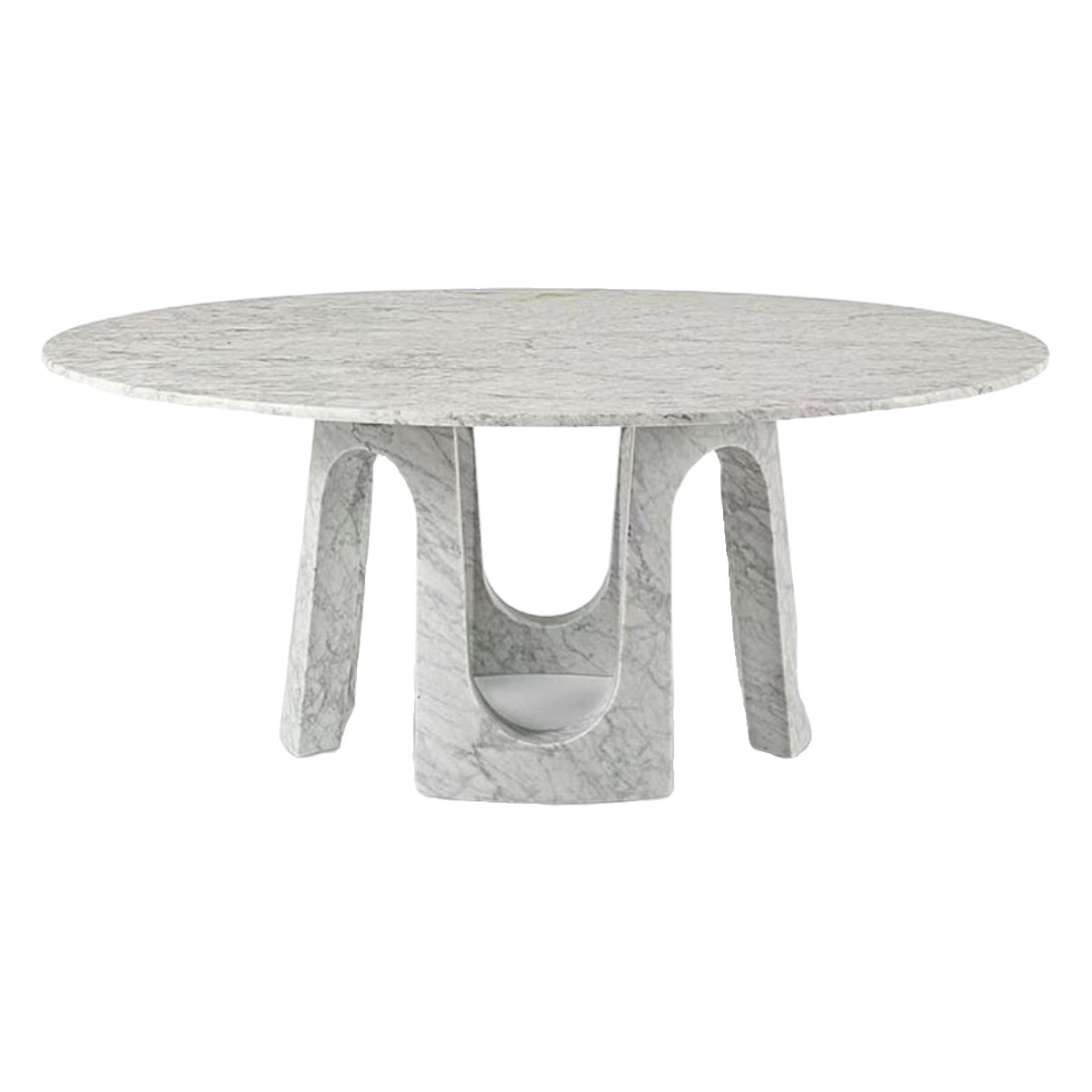 Luz de estilo italiano de lujo de alta calidad todo-piedra de mármol Jazz blanco negro blanco raíz blanca restaurante occidental mesa de comedor redonda mesa de comedor de alta gama