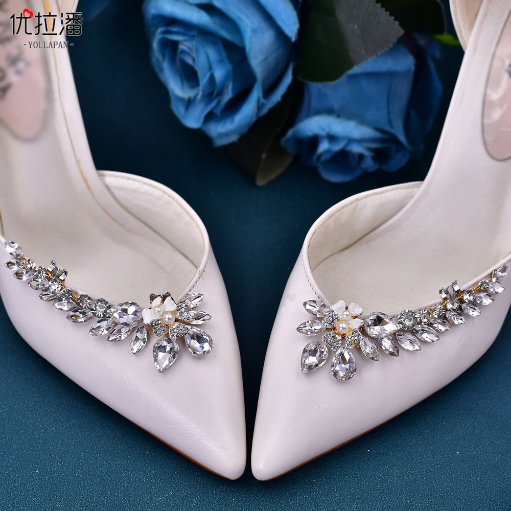 Youlapan zapatos de boda de Europa y América accesorios zapatos extraíbles flor zapatos de tacón alto decoración superficial rhinestone agujero zapatos zapato hebilla HX35