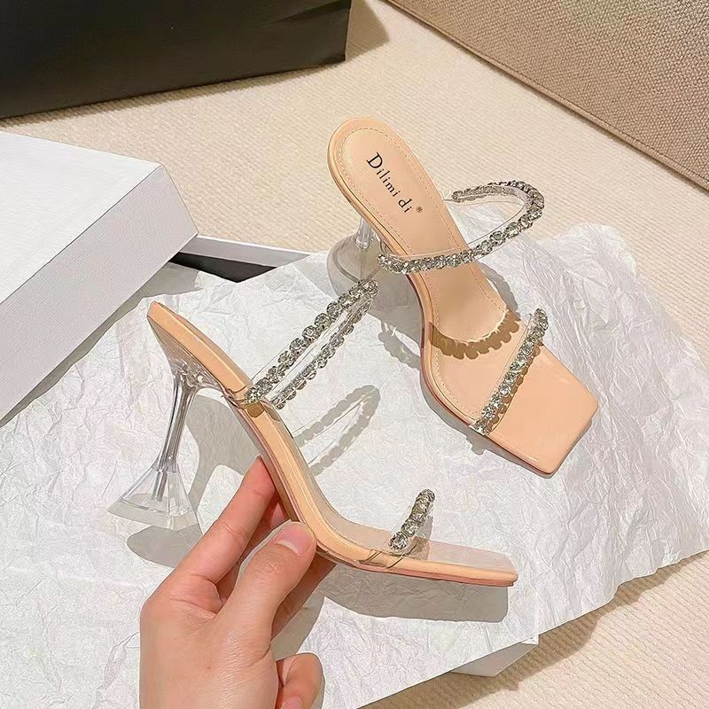2026 Summer New Rhinestone Strap For Women, Transparent And Exquisite Silver High-Heel Sandals_vogvips.com