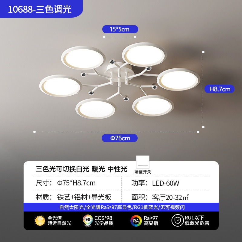Luz de techo de la sala de estar simple atmósfera moderna comedor versátil dormitorio lámpara de estudio sala de protección de ojos lámparas Zhongshan 115L