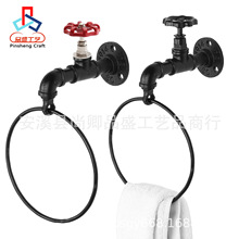 毛巾杆免打孔挂环圆形毛巾架轻奢黑色圆环挂圈浴室环形擦手巾