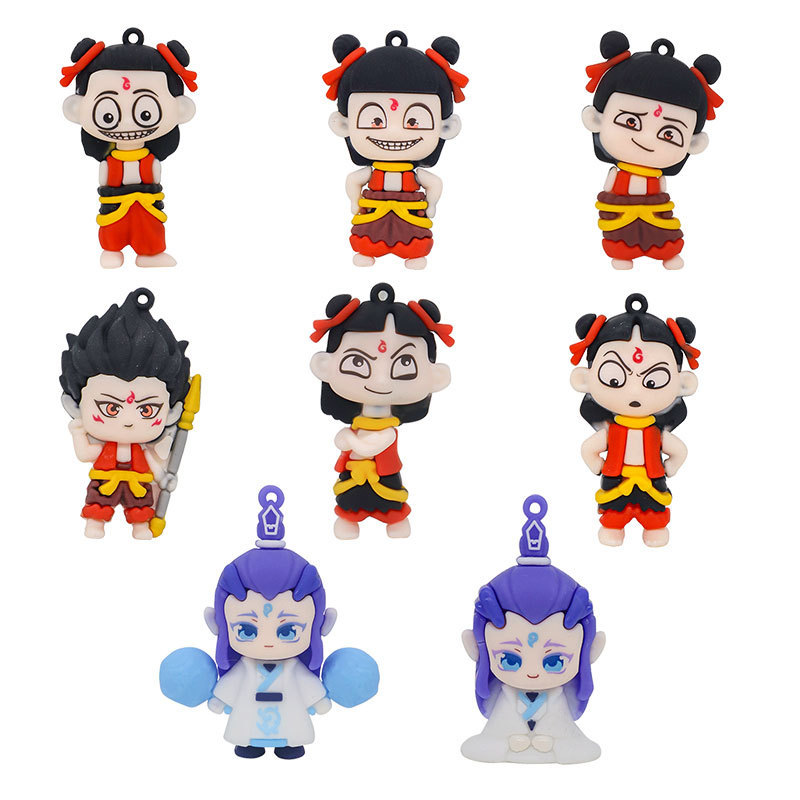 クリエイティブ Nezha 2 魔法の子海キーホルダーソフトラバードール映画周辺装飾品バッグペンダント考古学ブラインドボックス|undefined