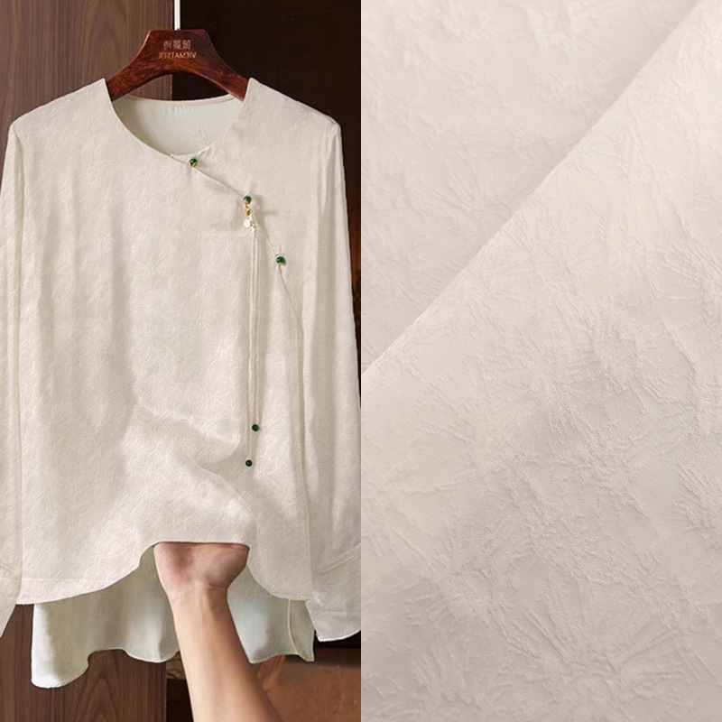 《烟花》人丝上衣布料斜襟盘扣马甲衬衫外套提花服装锦缎面料