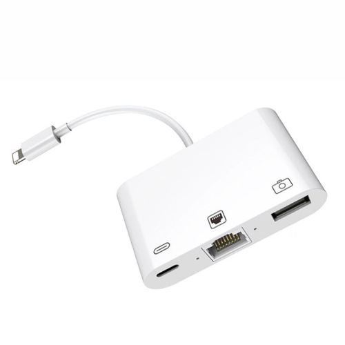 Suitable for Apple mobile phone network card network cable converter Lightning to RJ45 Ethernet to interface USB 100M