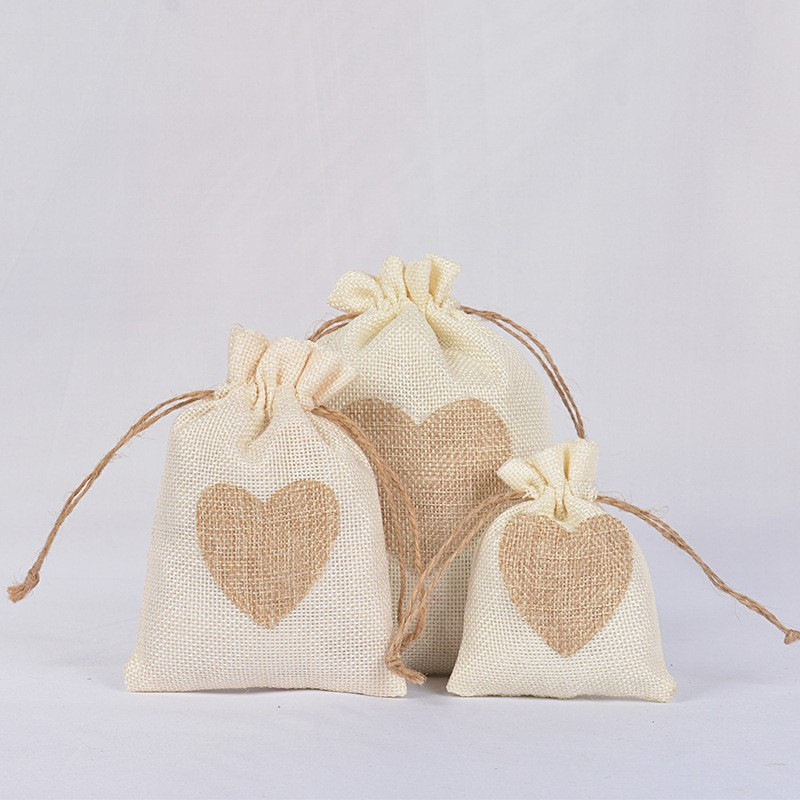 Amor transfronterizo parche de lino paquete de bolsillo de fiesta de boda bolsas de caramelo bolsas de almacenamiento Día de San Valentín bolsas de lino