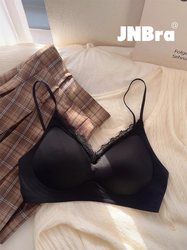 舒服蕾无痕内衣女小胸聚拢显大夏季细肩带外扩漫画胸无钢圈文胸罩|undefined