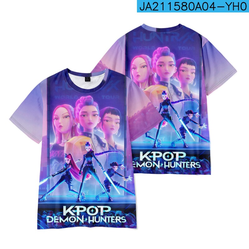 3D新品电影  K-POP 猎魔女团  印花短袖T恤印花成人童装夏季|undefined