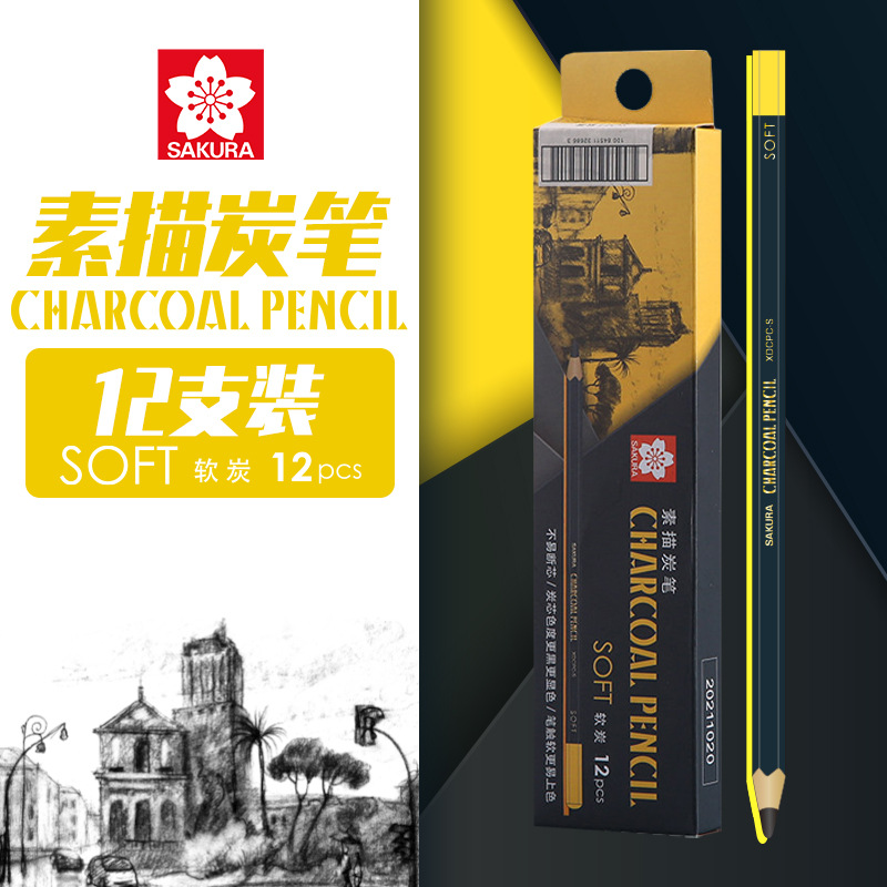 Sakura flor de sakura boceto lápiz de carbón especial para artistas de pintura de boceto de carbón blando lápiz blando medio duro