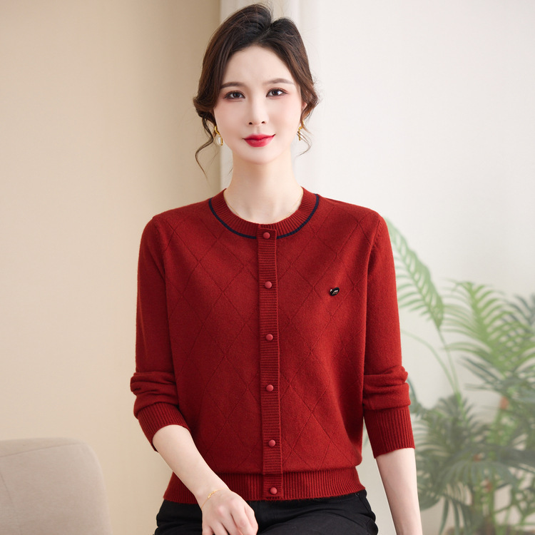 中老年人毛线衫时尚女服装春装妈妈装女装针织衫女高弹力40岁50岁|undefined