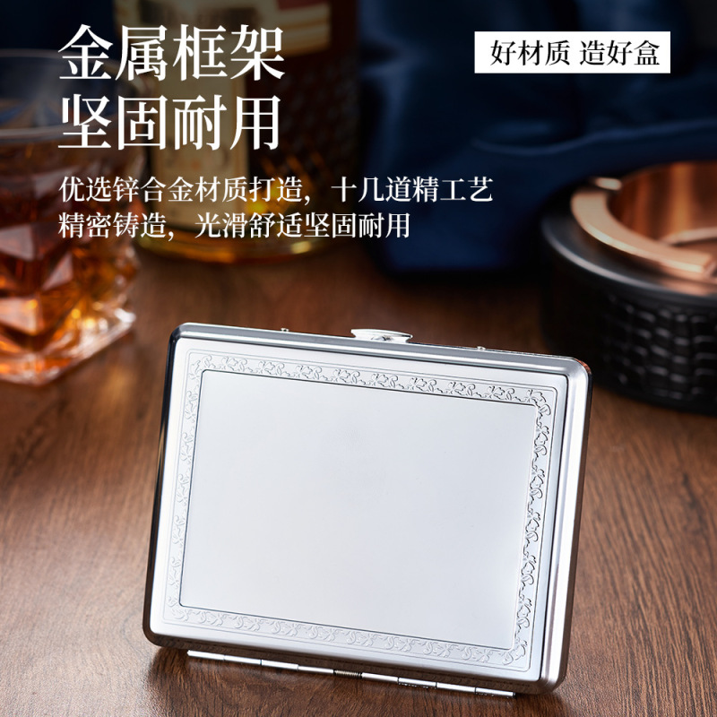 新しいタバコ箱空箱厚い中型 20 個男性ポータブルハイエンド金属革タバコホルダーレトロタバコ箱卸売|undefined
