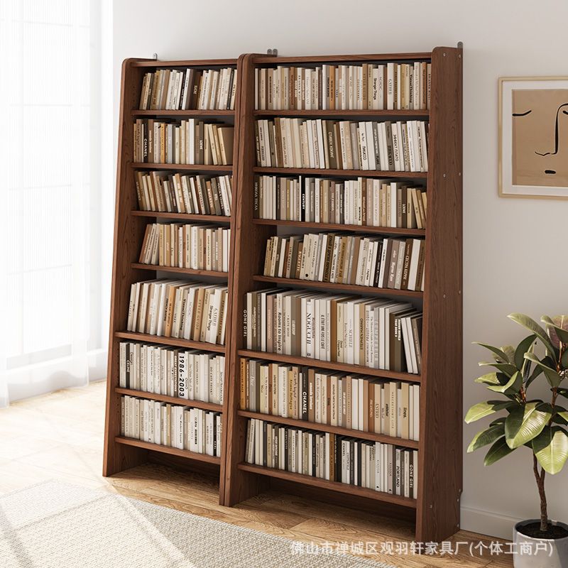 Solid Wood Bookshelf Floor-Standing Storage Rack Living Room Small Storage Trapezoid Simple Bedroom Wall-Mounted Children's Home Bookcase