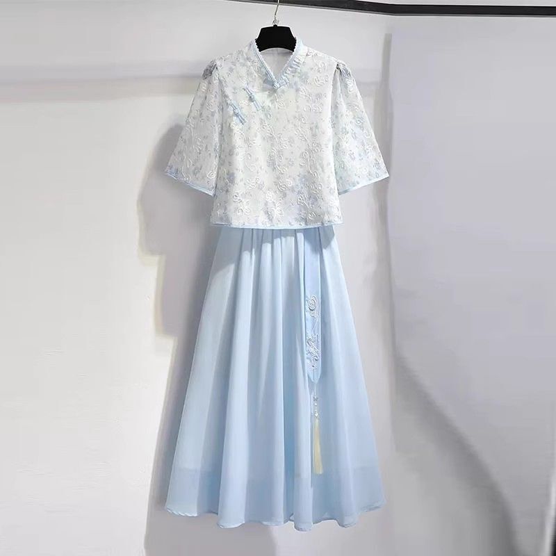 Song Dynasty Han Dynasty Women's 2025 New Summer New Chinoiserie Fairy Improved Version Embroidered Skirt Suit Skirt Retro Style Women's Clothing Song Dynasty Han Dynasty Women's 2025 New Summer New Chinoiserie Fairy Improved Version Embroidered Skirt Suit Skirt Retro Style Women's Clothing