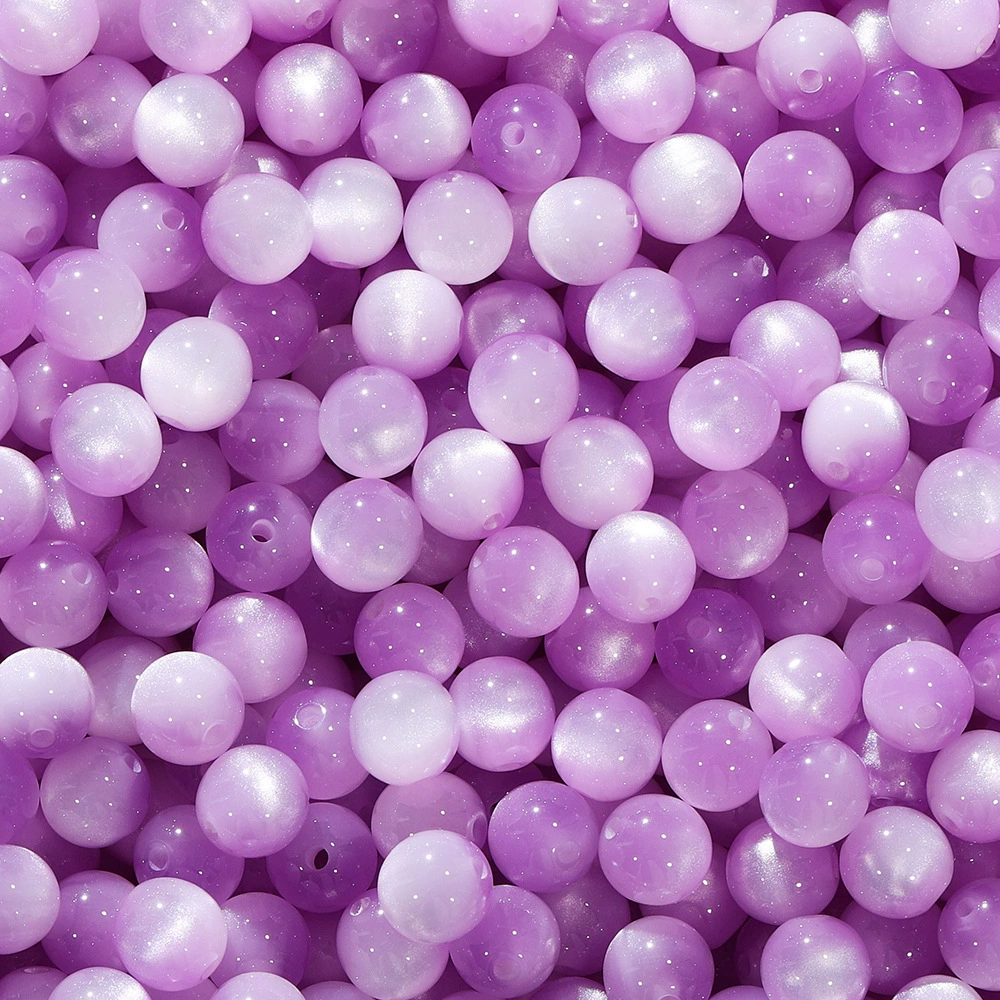 Resin cat's‑eye round beads, 8/10/12 mm, drilled 1.6/1.8/2.0 mm, assorted colors