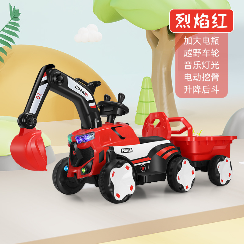 Excavadora eléctrica para niños se puede sentar en un coche de juguete para niños gran excavadora de ingeniería de cuatro ruedas image 18