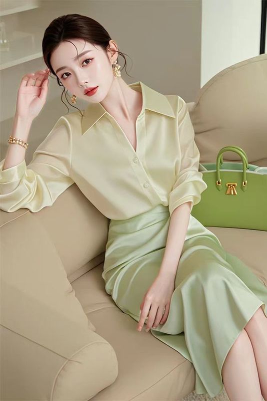 春秋2025新款女装时尚一整套气质小清新高端职业半身裙衬衫两件套|undefined