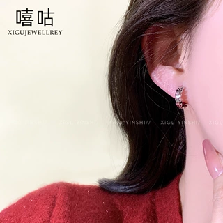 TH0250 S999银针树叶麦穗耳扣女韩系ins小清新小众耳环高级感耳饰