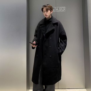 Double-Breasted Woolen Outwear Men's Mid-Length Over-The-Knee Woolen Windbreaker Jacket Autumn and Winter Korean Style High-End Yuppie Men's Clothing