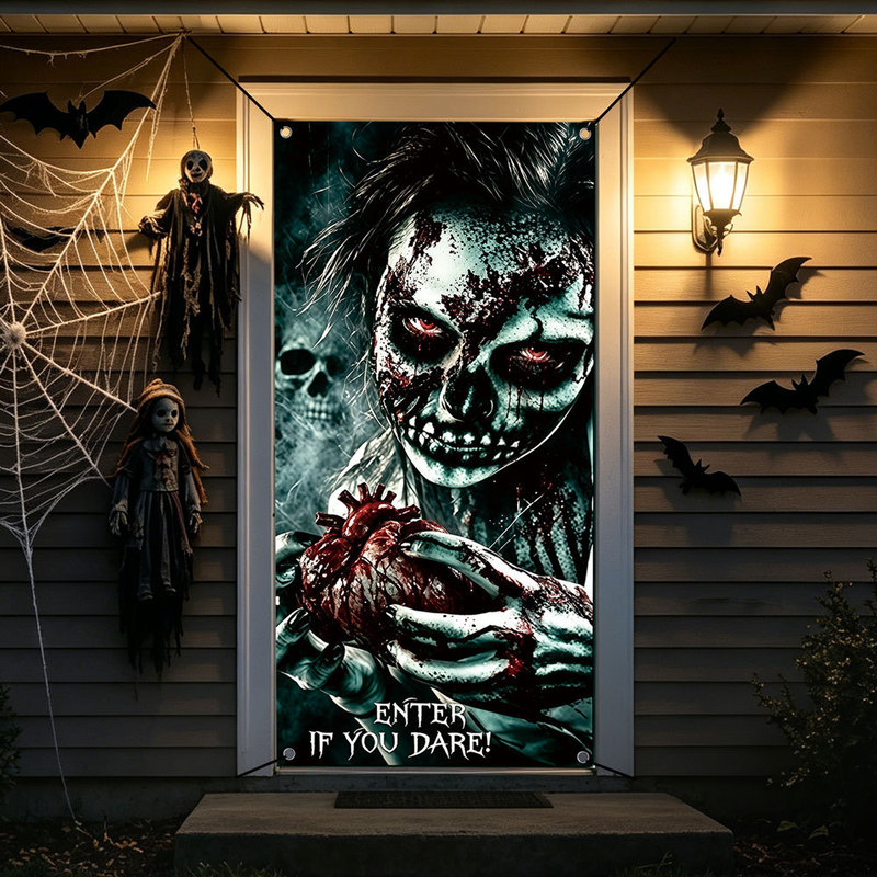 New Cross-Border Halloween Horror and Thriller Garden Porch Decoration Door Curtain Festival Party Polyester Banner Door Cover New Cross-Border Halloween Horror and Thriller Garden Porch Decoration Door Curtain Festival Party Polyester Banner Door Cover