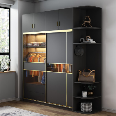 modern Simplicity Light extravagance Sliding door wardrobe Rental Lockers household bedroom Economic type Assemble overcoat