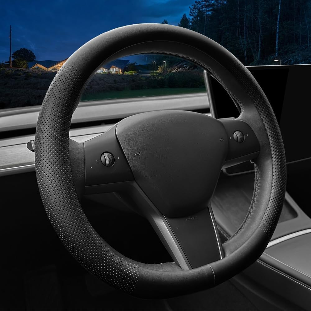 Suitable for Tesla model3 modelY Napapi steering wheel cover ultra-thin four-season leather car handle cover