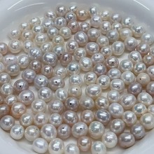 7-9mm天然淡水养殖真珍珠散珠近圆糖果混色半成品裸珠DIY串珠批发